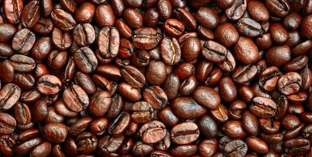 Roasted coffee beans background - Photo, Image