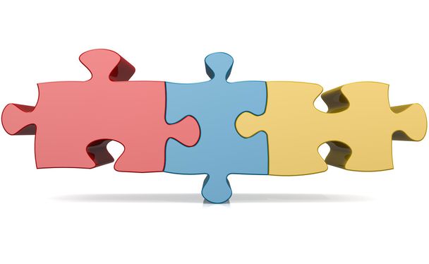 Blue red yellow jigsaw puzzle - Photo, Image