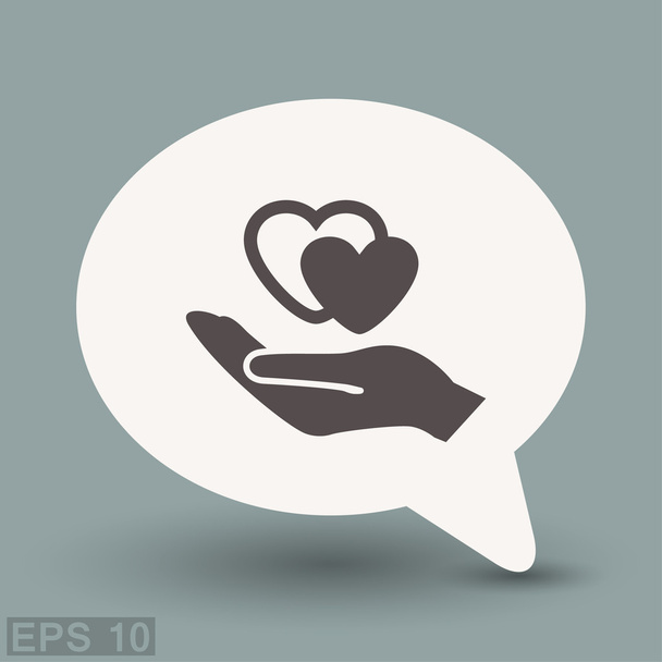 Pictograph of heart in hand concept icon - Vector, Image