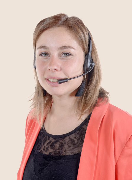 Operadora de call center mulher de negócios. Isolados
  - Foto, Imagem