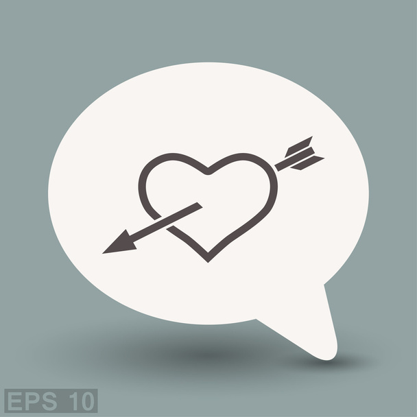 Pictograph of heart with arrow concept icon - Vetor, Imagem