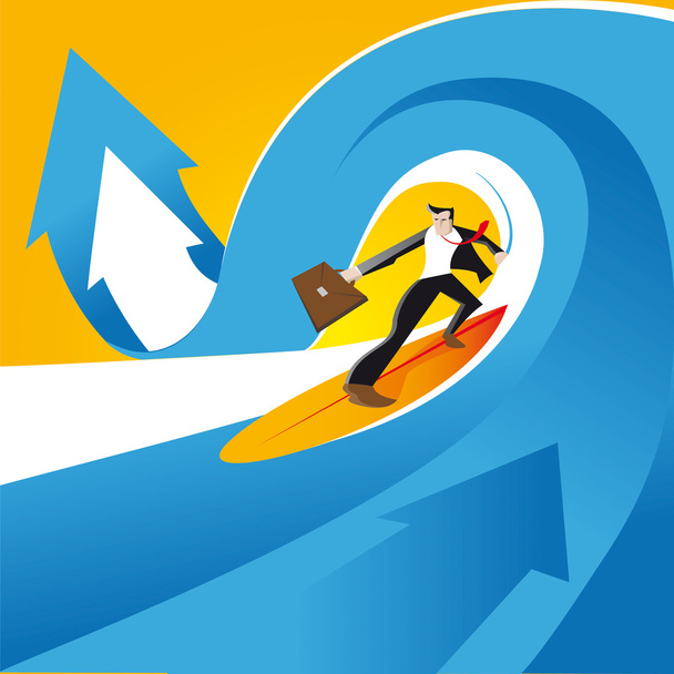 surfing on the waves of business - Vector, Image