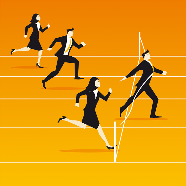 businessmen and businesswomen running race - competition - Vector, Image