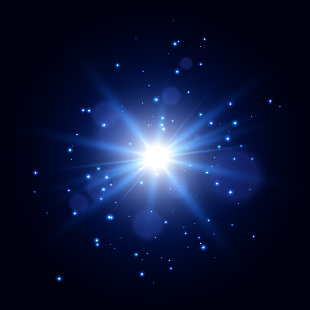 Glow light effect. Glowing sparks. Star burst with sparkles. Vector light effect - Vector, afbeelding