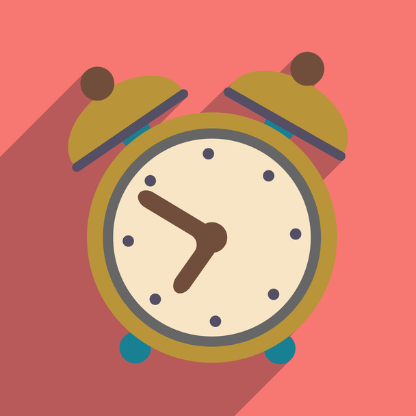 Flat with shadow icon and mobile application alarm clock - Wektor, obraz
