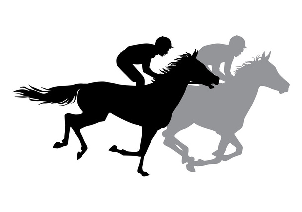 Two jockeys riding horses. - Vector, Image