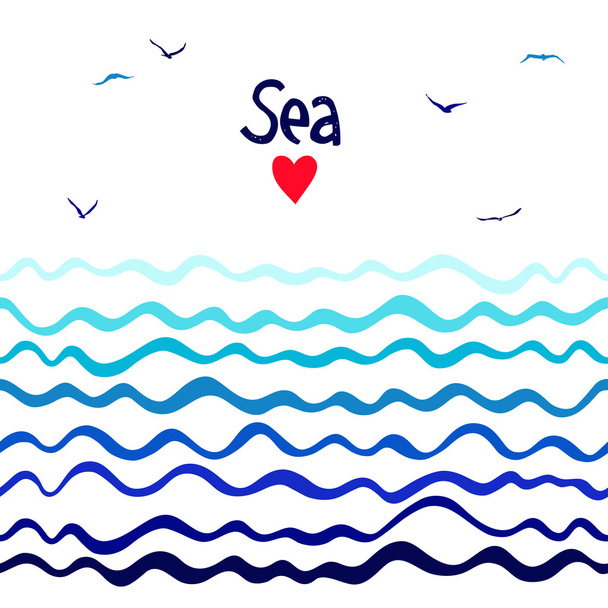 Meren saumaton vaakasuora tausta aaltojen kanssa
 - Vektori, kuva