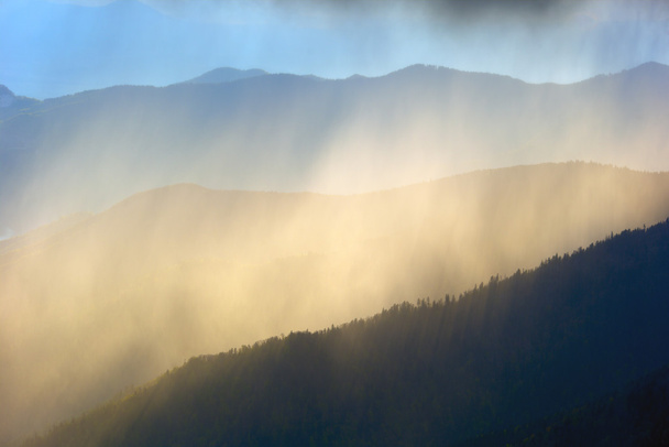 dramatic light in the Carpathian Mountains, early spring - Photo, Image
