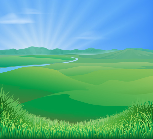 Ilustración del paisaje rural
 - Vector, imagen