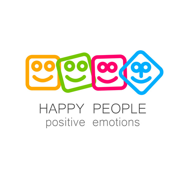 personas felices emociones positivas
 - Vector, Imagen