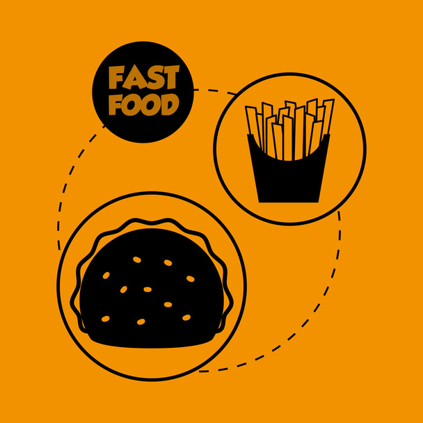 Flache Illustration über Fast Food Design - Vektor, Bild