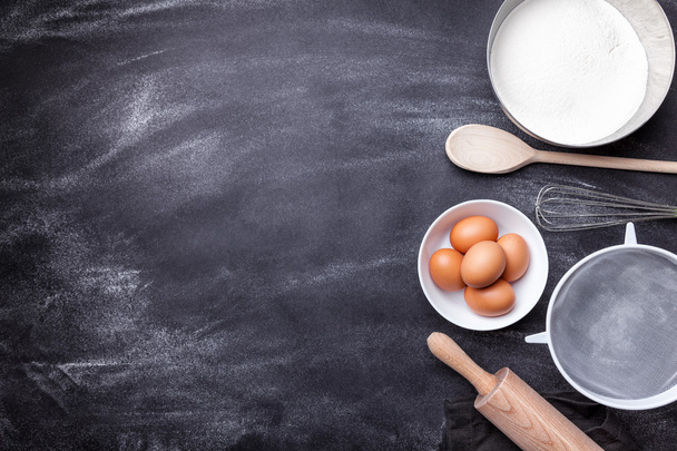 Baking and cooking concept, variety of ingredients and utensils - 写真・画像