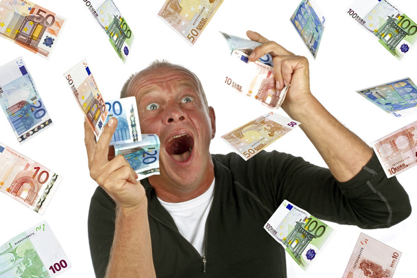Homme totalement excité après avoir gagné à la loterie
 - Photo, image