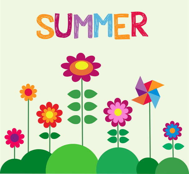 Summer time; colorful flowers - Vector, imagen