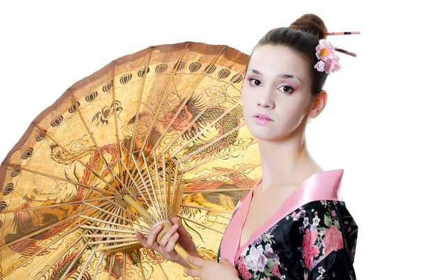 The beautiful girl with a make-up of the Japanese - Zdjęcie, obraz