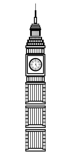 black and white big ben building, vector graphic - Vector, Image