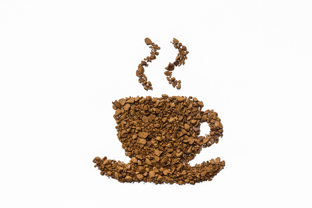 forma di tazza di caffè istantaneo su sfondo bianco
 - Foto, immagini