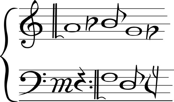 "Londen melody" in de staafkerk muziekstijl ondertekenen - Vector, afbeelding
