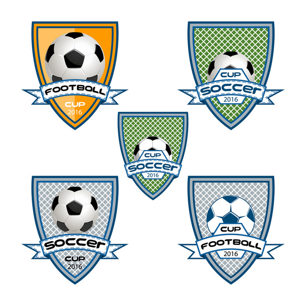 Futbol logo takım ve Kupası için ayarla - Vektör, Görsel