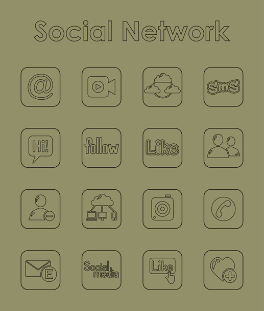 Set of social network icons - Vektör, Görsel
