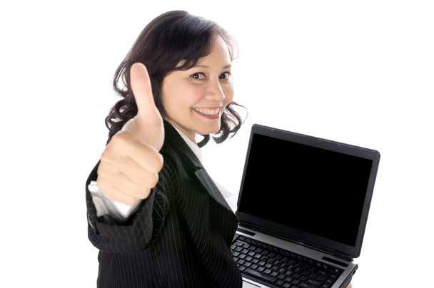 Happy Woman Using Laptop - Foto, Bild