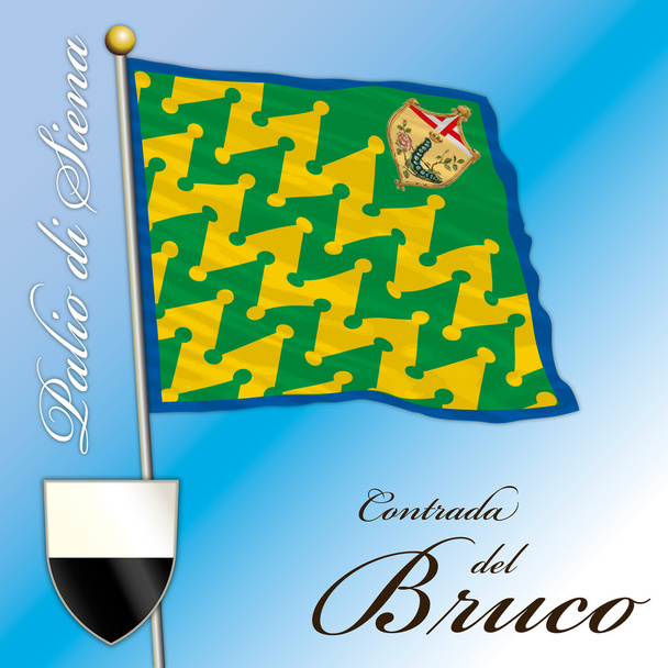 palio of siena, flag of the caterpillar or bruco contrada, italy - Vector, Image