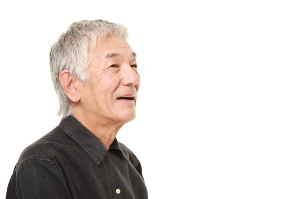senior Japanese man smiles - Фото, изображение