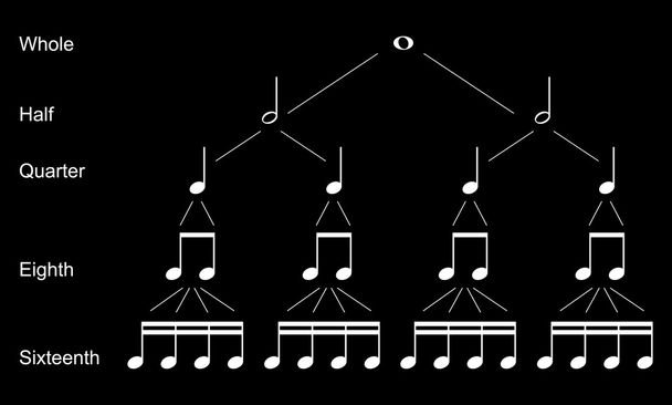Types of musical  notes - Vector, Image