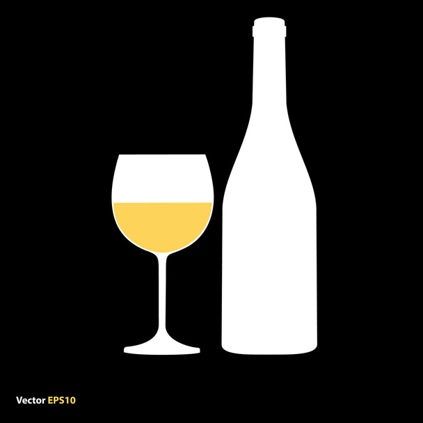 vidro e garrafa de vinho - Vetor, Imagem