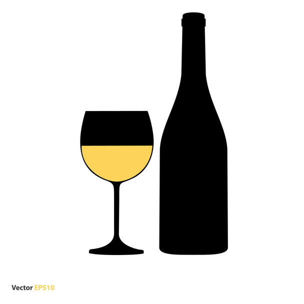 vidro e garrafa de vinho - Vetor, Imagem