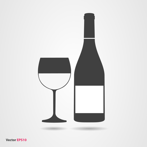 Glass and bottle of white - Vector, Image