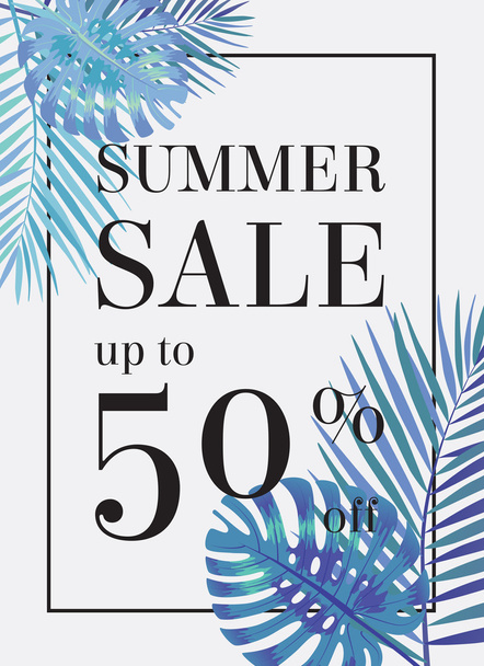 Summer sale up tu 50 per cent off. Web-banner or poster with wat - Vektör, Görsel