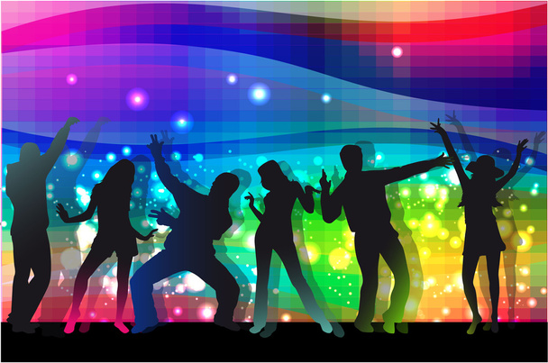 Dancing people silhouettes. Abstract background. - Vector, Image