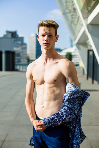 Shirtless sexy muscular young man  - Valokuva, kuva