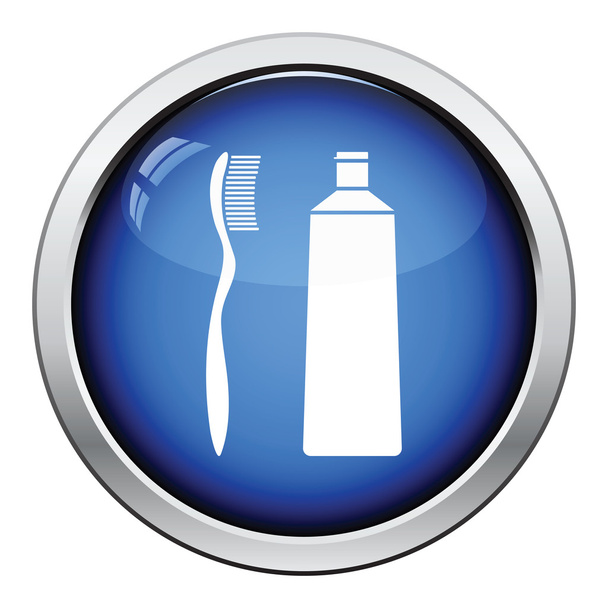 Значок зубной пасты и щетки
 - Вектор,изображение