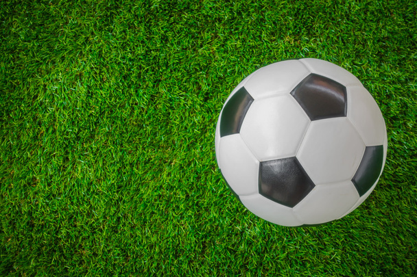 Soccer ball on green grass . - Foto, Bild
