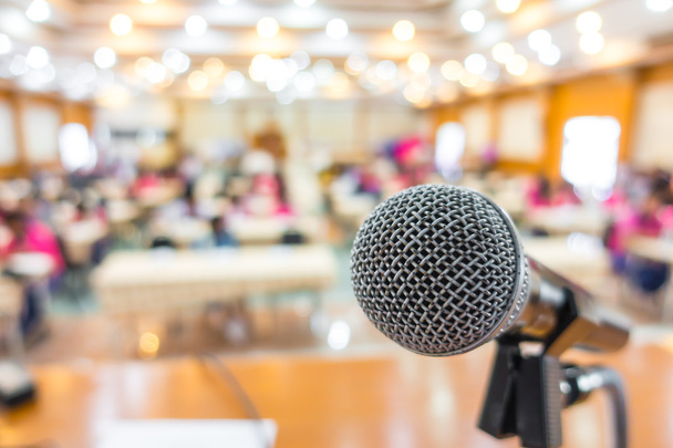 Black microphone in conference room . - Photo, Image