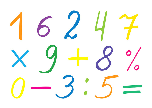 Colorful vector numerals and symbols - Vector, Image