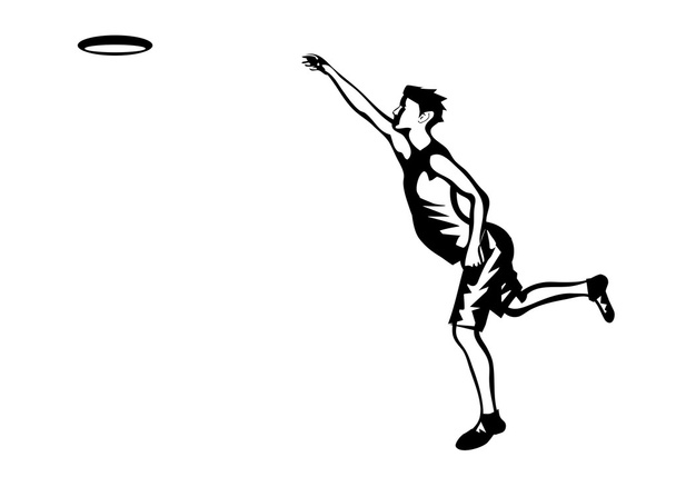 frisbee. man and disk - Vector, Image