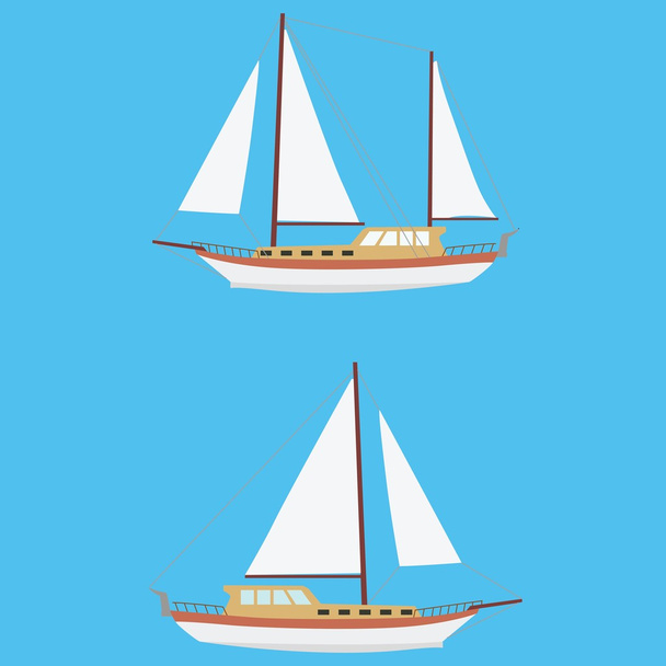 Sailing boat with one and two masts - Vektör, Görsel