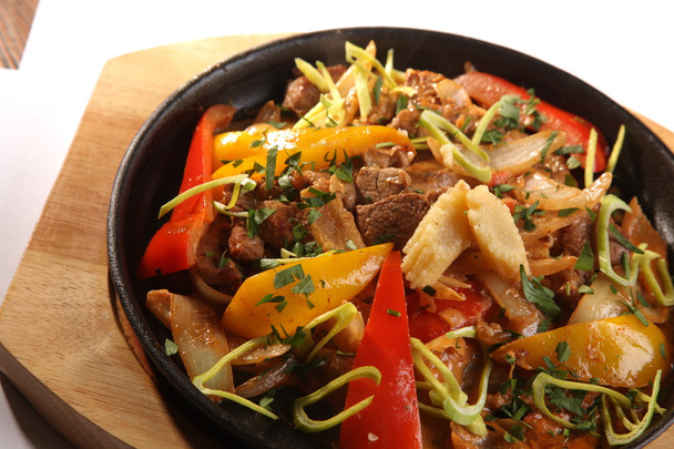 hot frying pan with beef and Mexican seasoning - Photo, Image