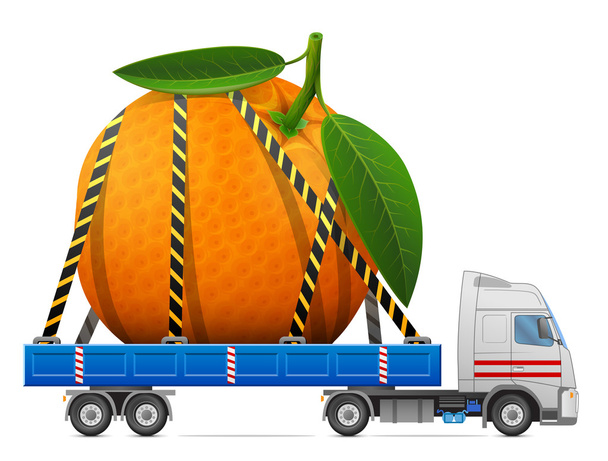 Transport drogowy świeże owoce pomarańczowy - Wektor, obraz
