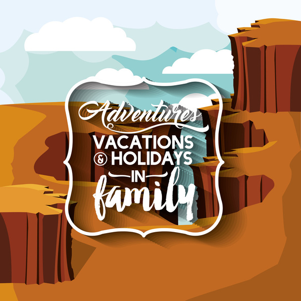 mensagem de férias em família com paisagem fundo isolado ícone d
 - Vetor, Imagem