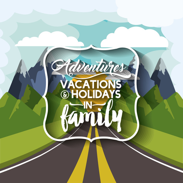 family holiday message with landscape background isolated icon d - Vektori, kuva