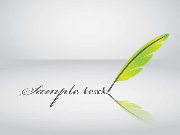 Green vector feather writing - Vector, Image