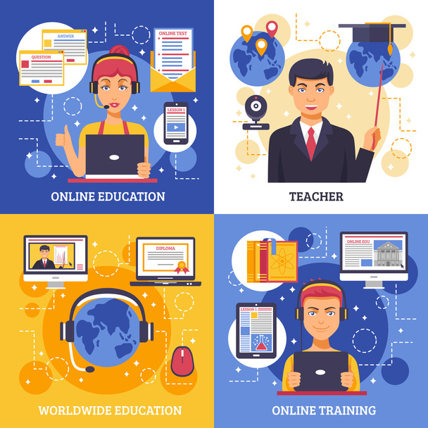 Online Education Training Design Concept - Vector, Image