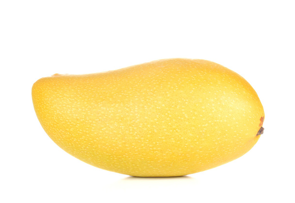 One yellow mango on white background. - Foto, Imagem