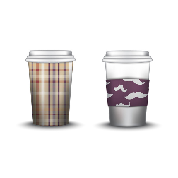 Tasse à café avec modèle de motifs. Illustration vectorielle. Set à emporter, Mockup
 - Vecteur, image