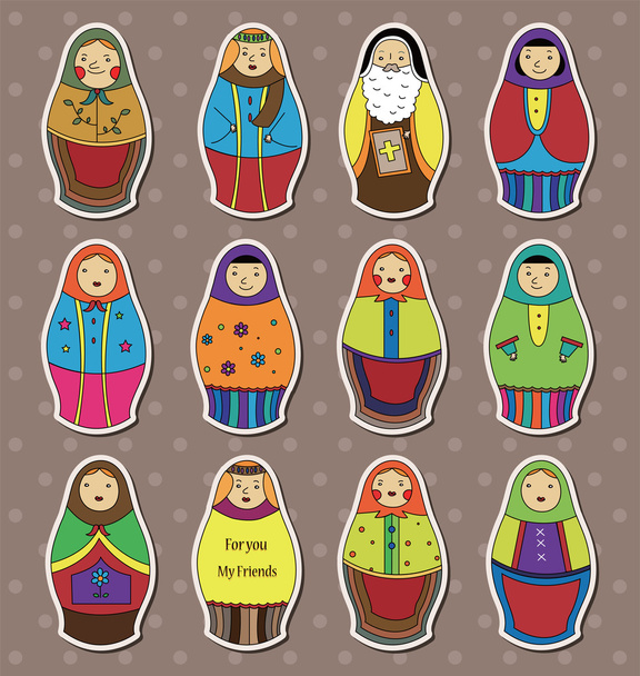 Russian dolls stickers - Vektor, obrázek