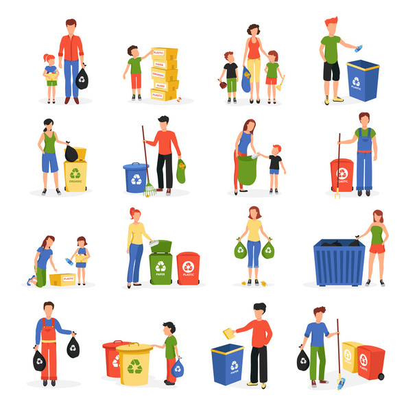 Коллекция иконок утилизации отходов
 - Вектор,изображение